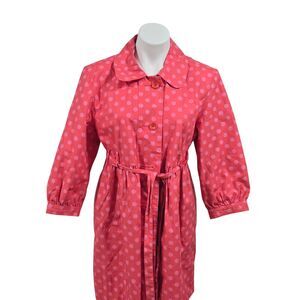 Garnet Hill Size 8 Womens Polka Dot Coral Trench Coat